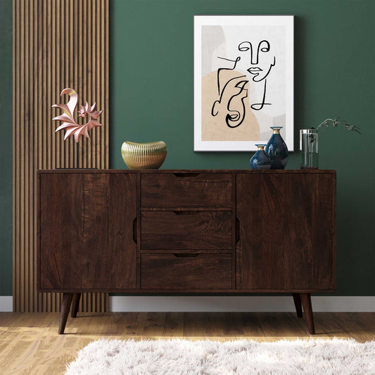 Hamburg Sideboard Storage Cabinet Premium Solid Mango Wood Furniture 3 drawers 2 Compartments