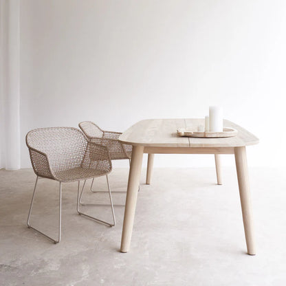 Sleek Outdoor Dining Table Natural Finish Solid Acacia Wood