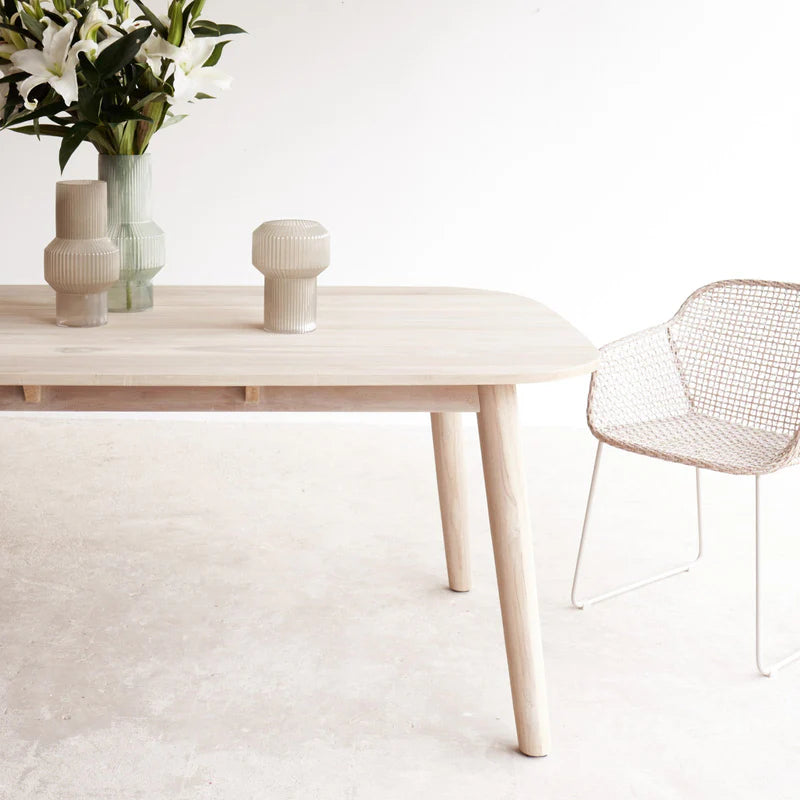 Sleek Outdoor Dining Table Natural Finish Solid Acacia Wood