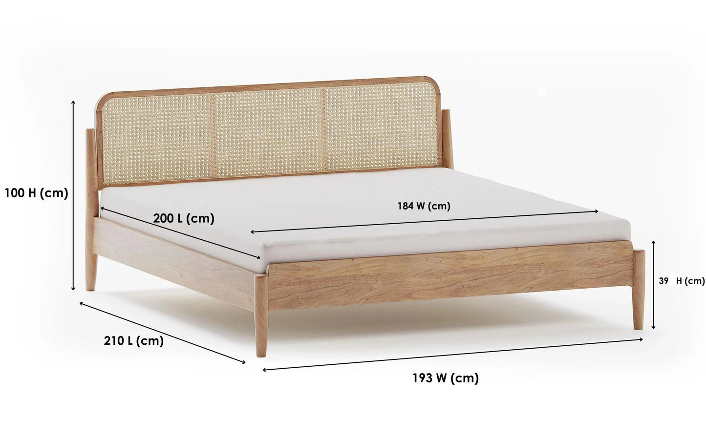 The Selene Rattan Cage Platform Bed | Mango Wood