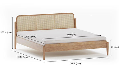 The Selene Rattan Cage Platform Bed | Mango Wood