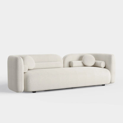 Emilia Three Seater Modern Sofa | White Boucle Fabric