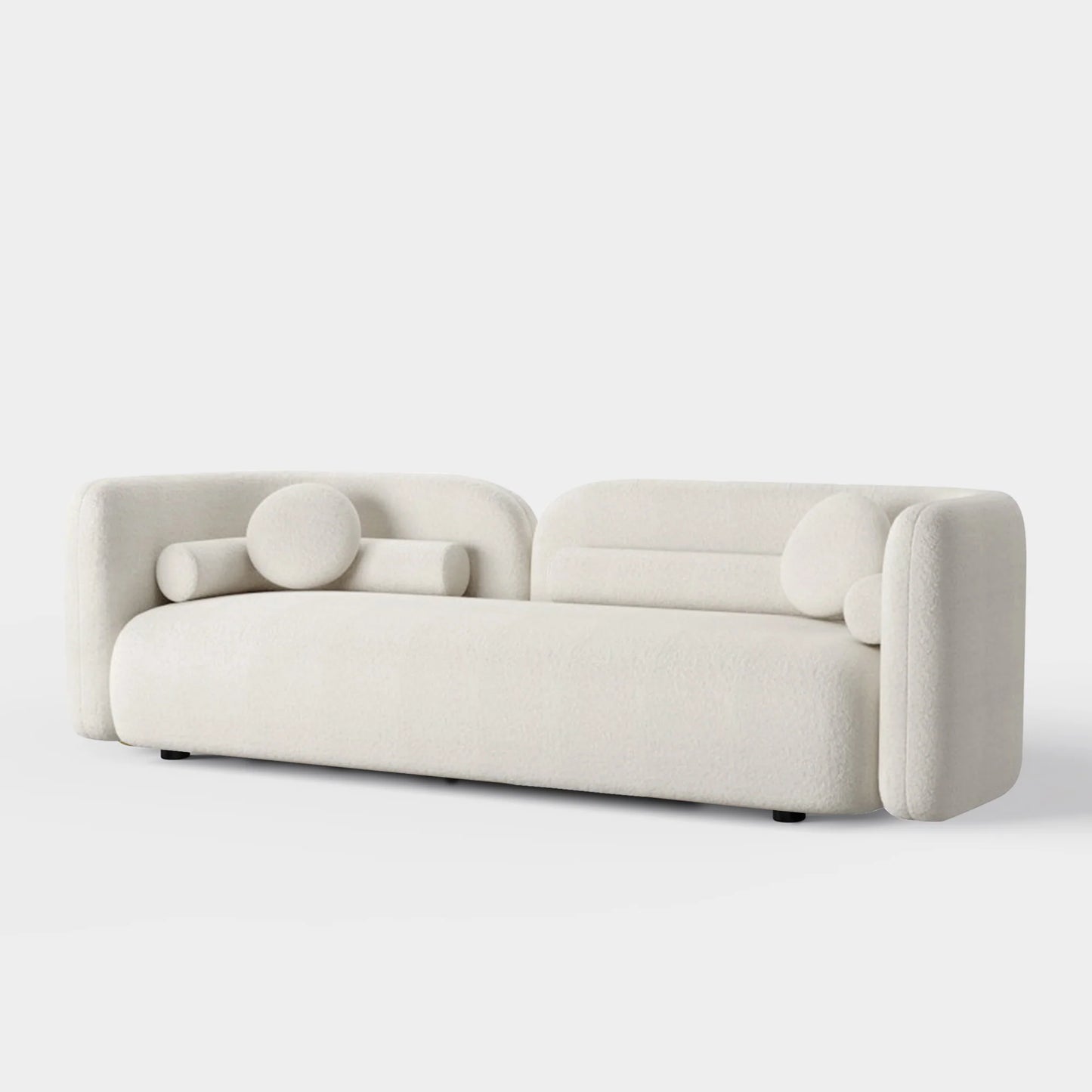 Emilia Three Seater Modern Sofa | White Boucle Fabric
