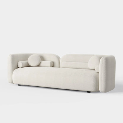 Emilia Three Seater Modern Sofa | White Boucle Fabric