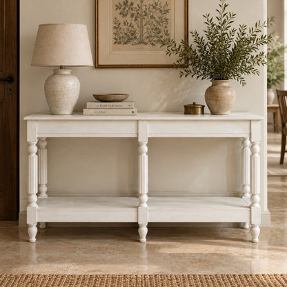 Vriksha Console Table | Mango Wood | Rustic White