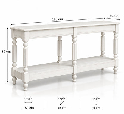 Vriksha Console Table | Mango Wood | Rustic White