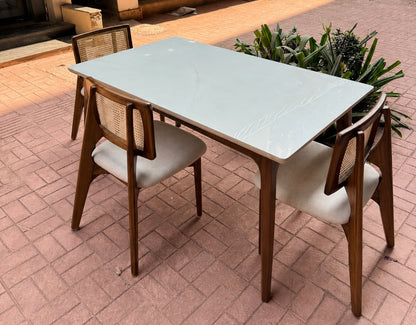 Zaara Marble Top 4 Seater Dining Set | Teak Wood