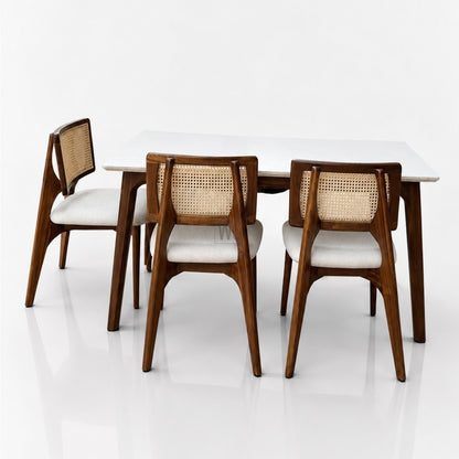 Zaara Marble Top 4 Seater Dining Set | Teak Wood