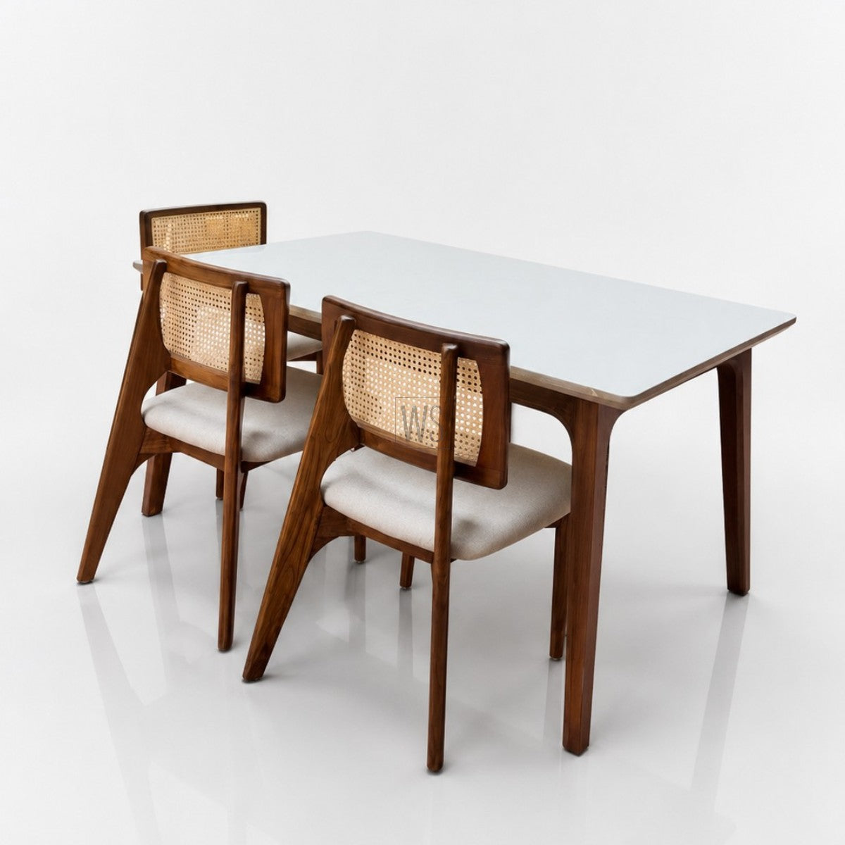 Zaara Marble Top 4 Seater Dining Set | Teak Wood