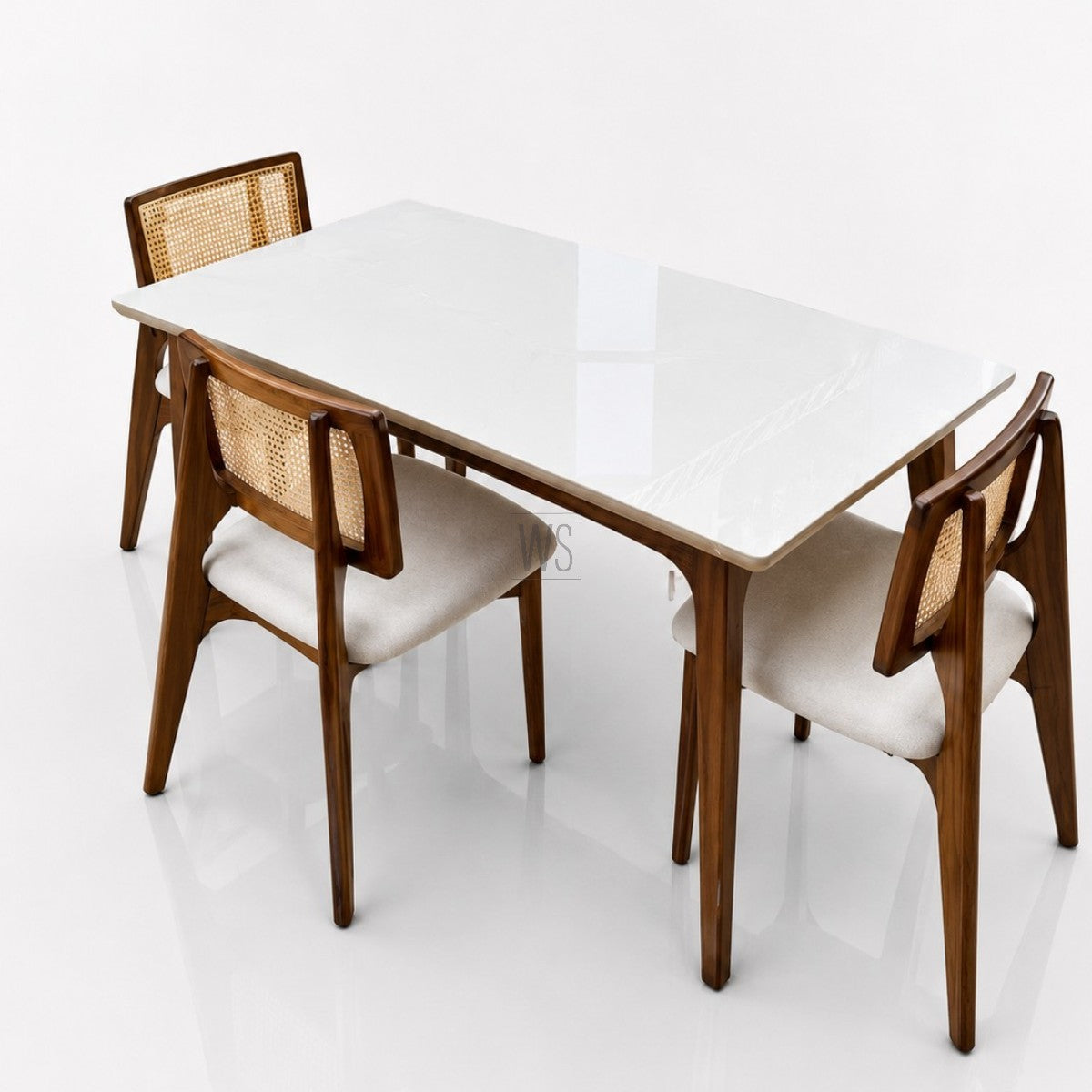 Zaara Marble Top 4 Seater Dining Set | Teak Wood