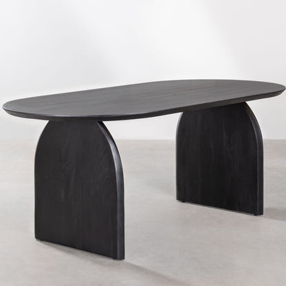 Lyneth Solid Wood Dining Table | Black