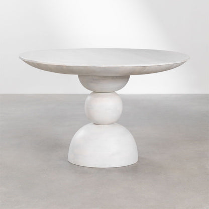 Solenne Round Dining Table Wooden | White Washed