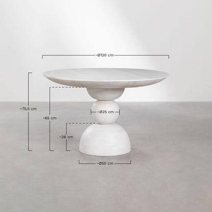 Solenne Round Dining Table Wooden | White Washed