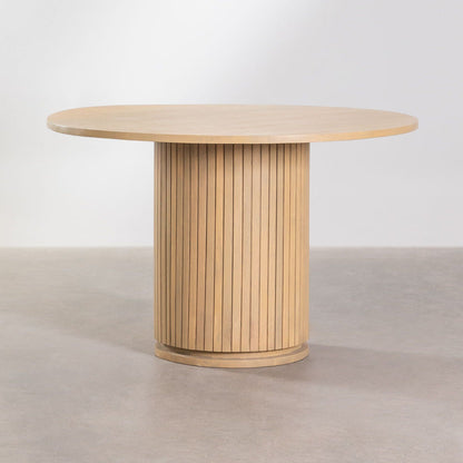 Melosa Round Dining Table Wooden | White Washed