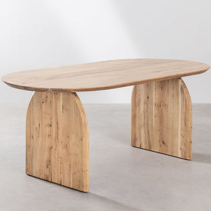 Lyneth Solid Wood Dining Table | Natural Finish