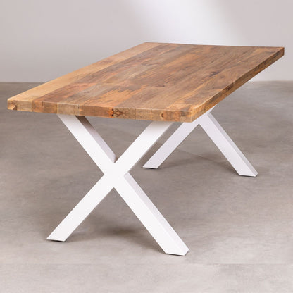 Valora Dining Table Wooden | Natural Finish | Metal Leg