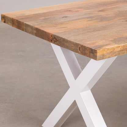 Valora Dining Table Wooden | Natural Finish | Metal Leg