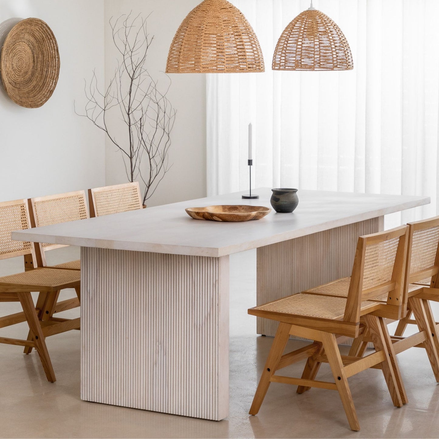 Atelier Solid Wood Dining Table | White Washed