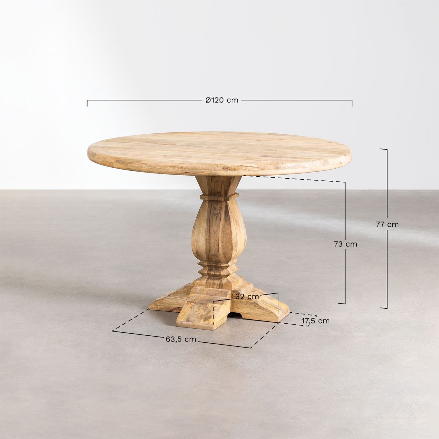 Fausta Round Dining Table Wooden | Natural Finish