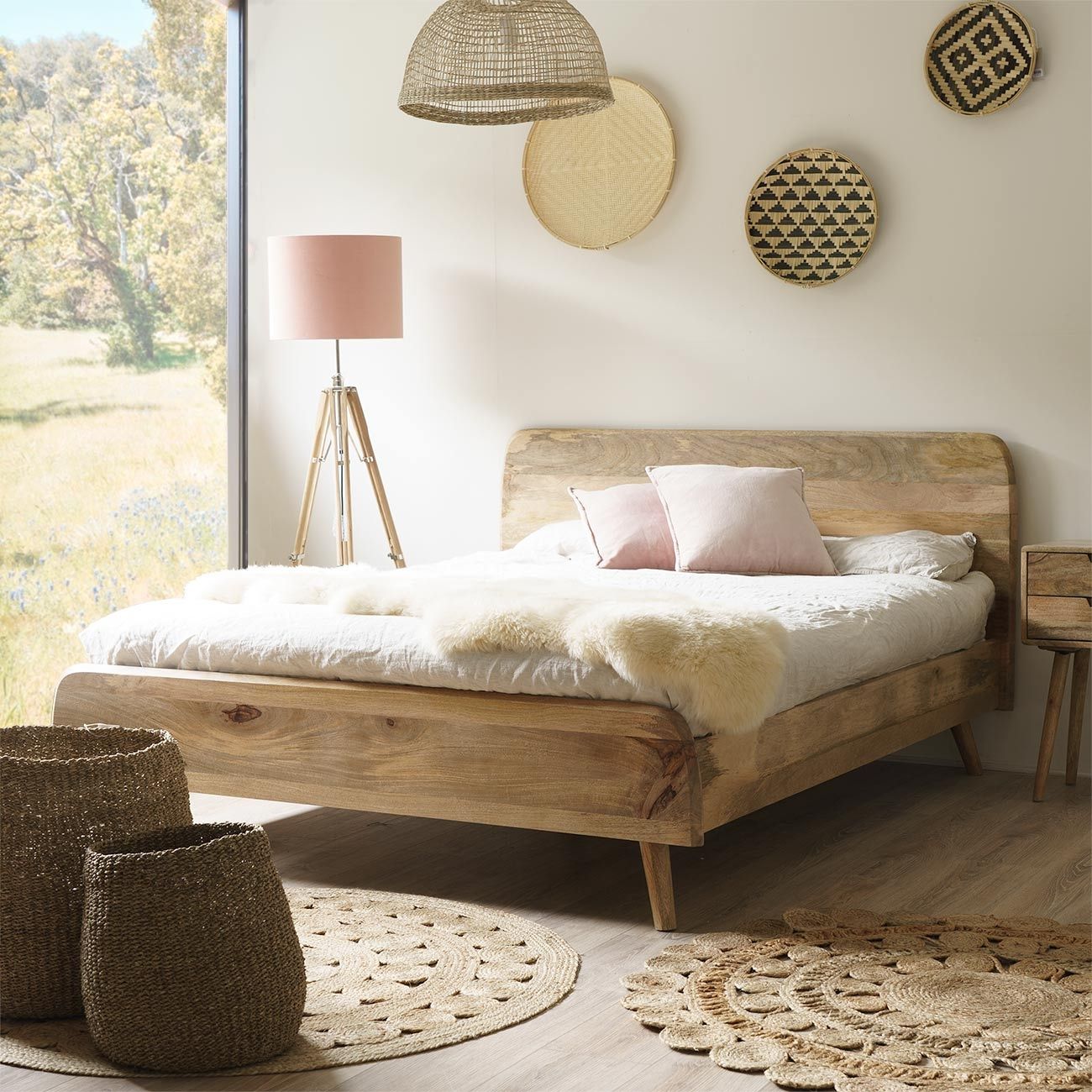 Hamburg Bed Solid Mango Wood Premium Minimalist Design