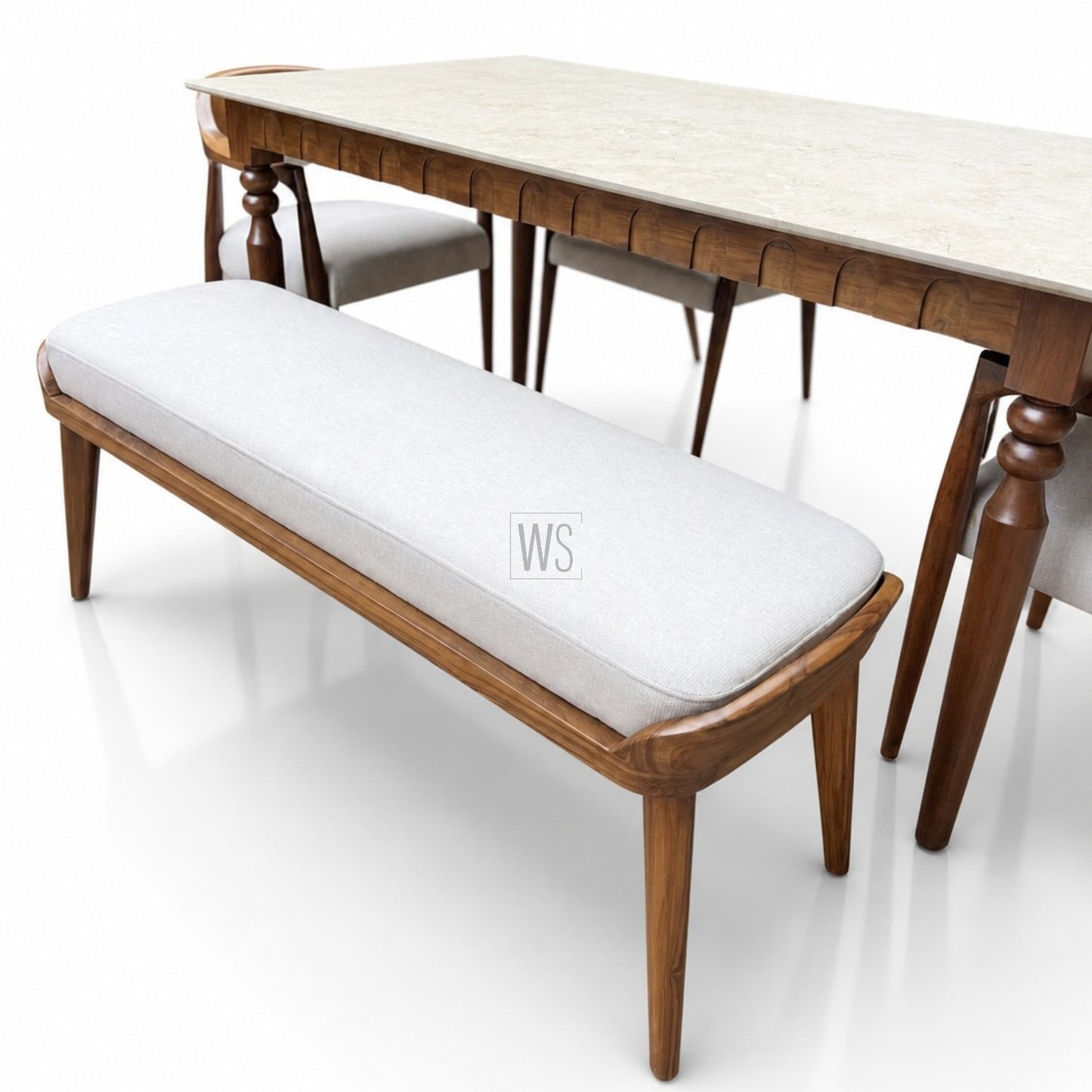 Asmita Marble Top Dining Set | Teak Wood
