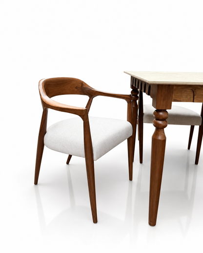 Asmita Marble Top Dining Set | Teak Wood