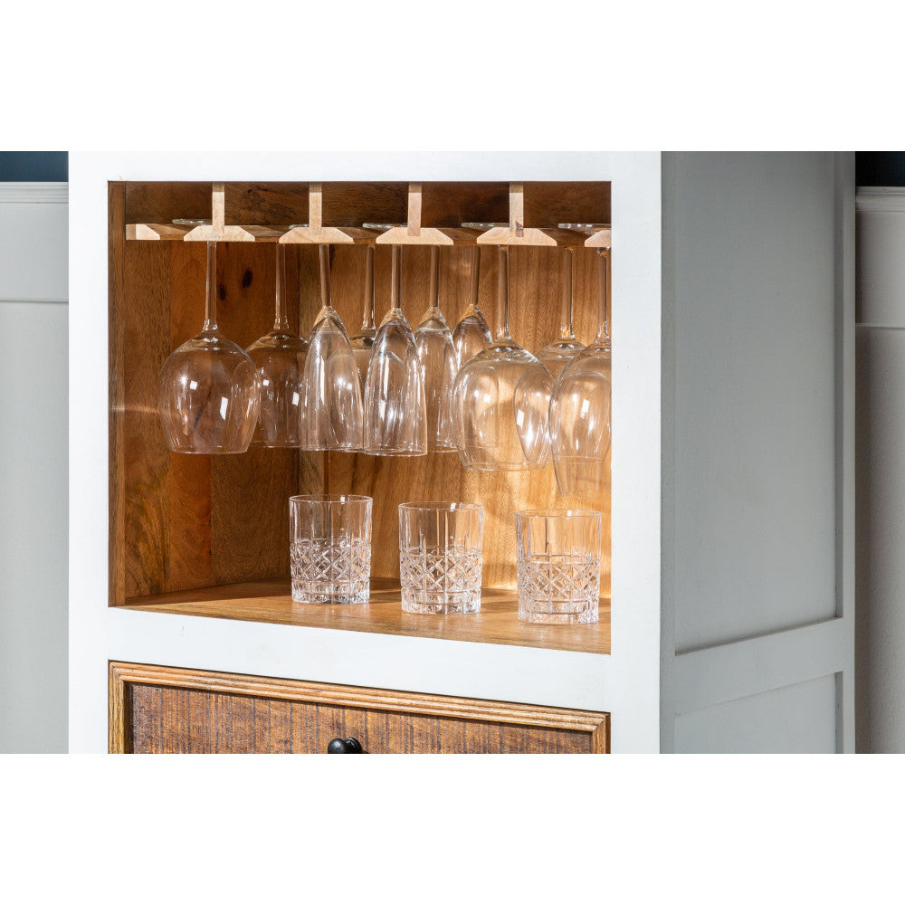 Angel White Rustic Bar Cabinet Storage Unit Premium Wooden Furniture