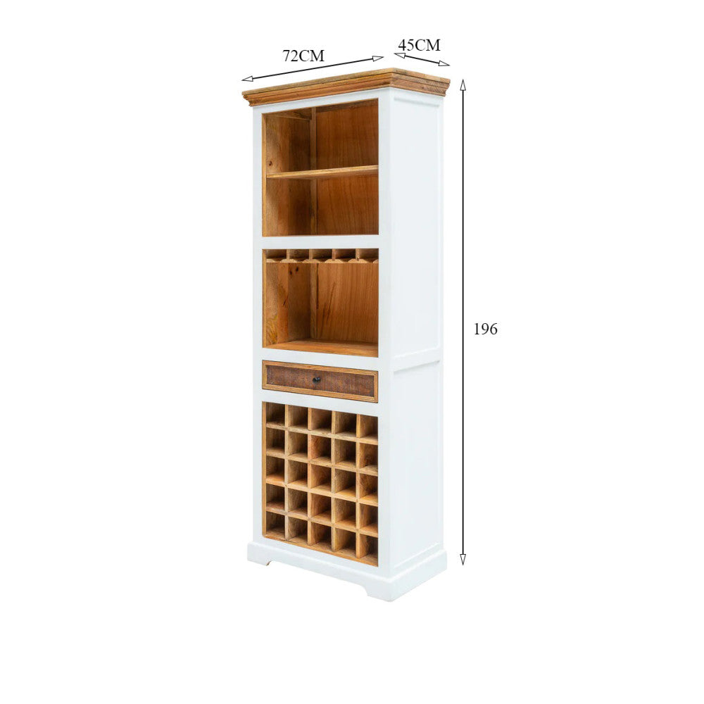 Angel White Rustic Bar Cabinet Storage Unit Premium Wooden Furniture
