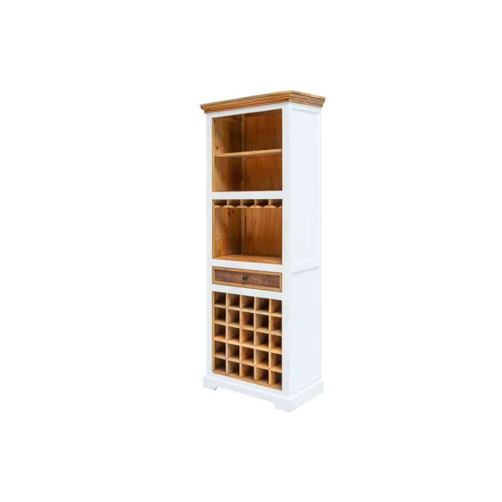 Angel White Rustic Bar Cabinet Storage Unit Premium Wooden Furniture