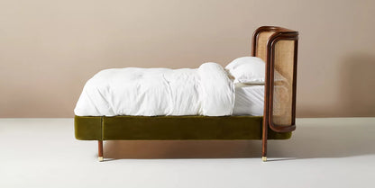 The Equinox Rattan Cage Platform Bed | Sheesham Wood