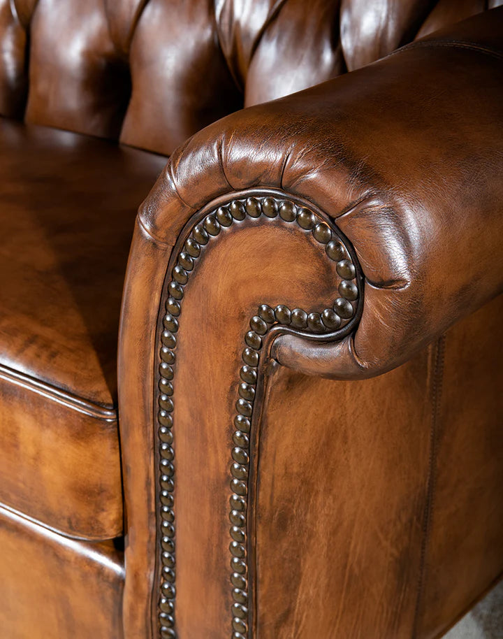 The Lincoln Chesterfield Three Seater Sofa | Caramel Brown