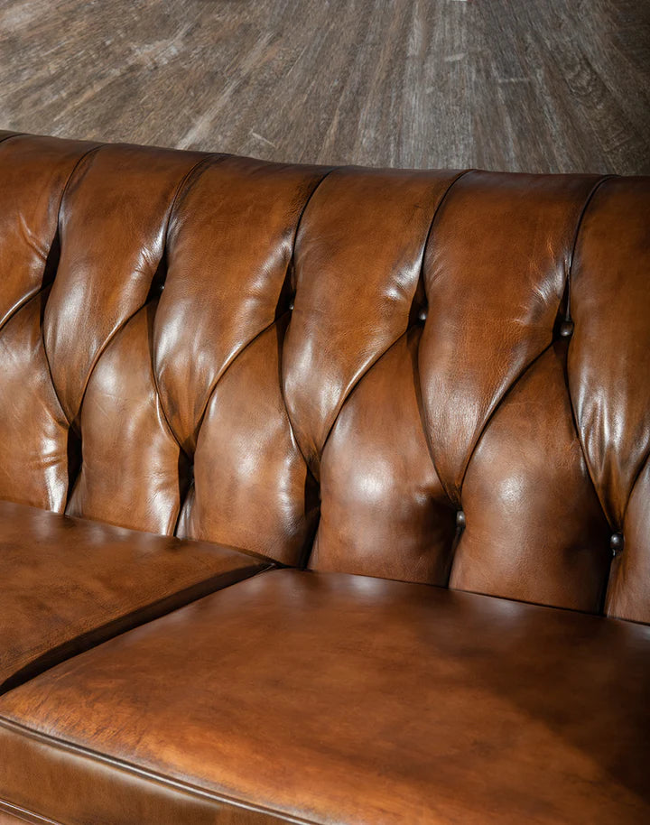 The Lincoln Chesterfield Three Seater Sofa | Caramel Brown