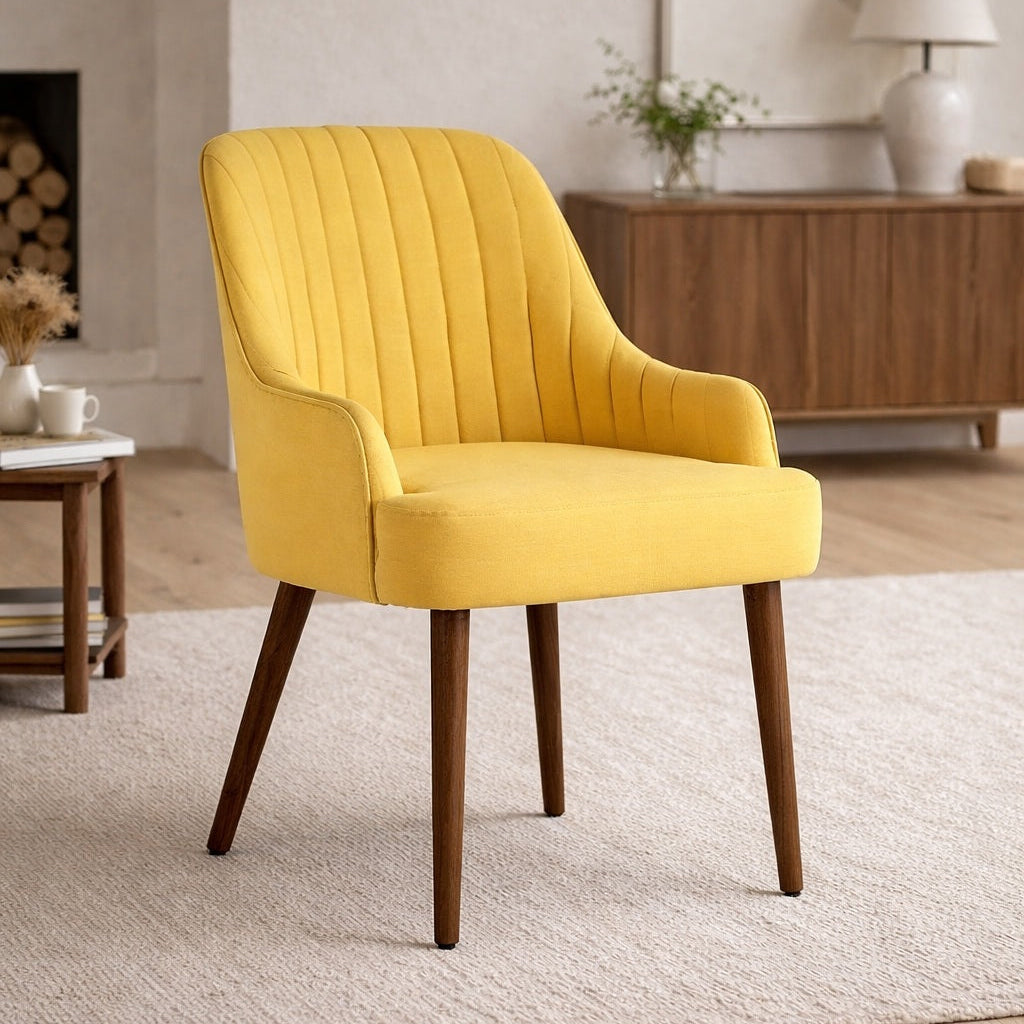 Anthos Lounge Chair Yellow | Sheesham Wood | Natural Finish