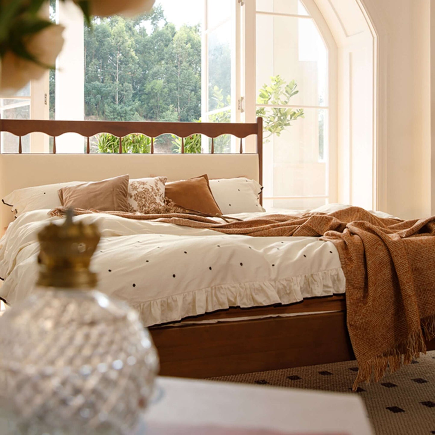 The Satori Upholstered Bed | Sheesham Wood