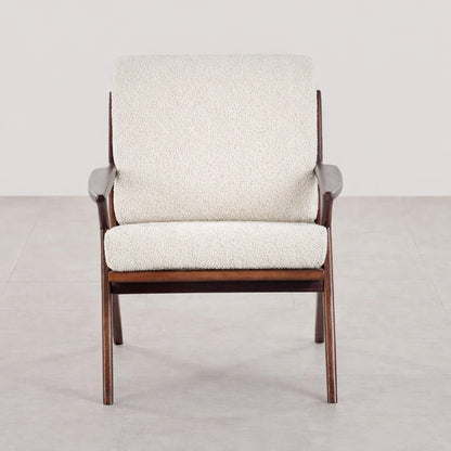 The Diadem Accent Chair | Teak Wood | White Boucle