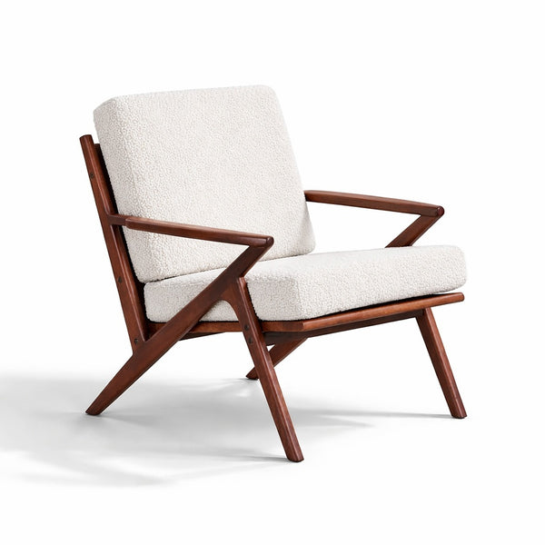The Diadem Accent Chair | Teak Wood | White Boucle