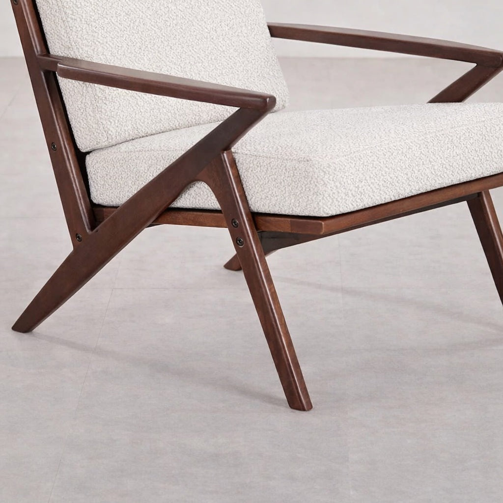 The Diadem Accent Chair | Teak Wood | White Boucle