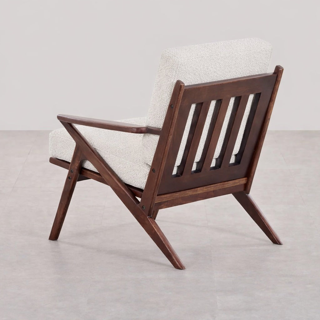 The Diadem Accent Chair | Teak Wood | White Boucle