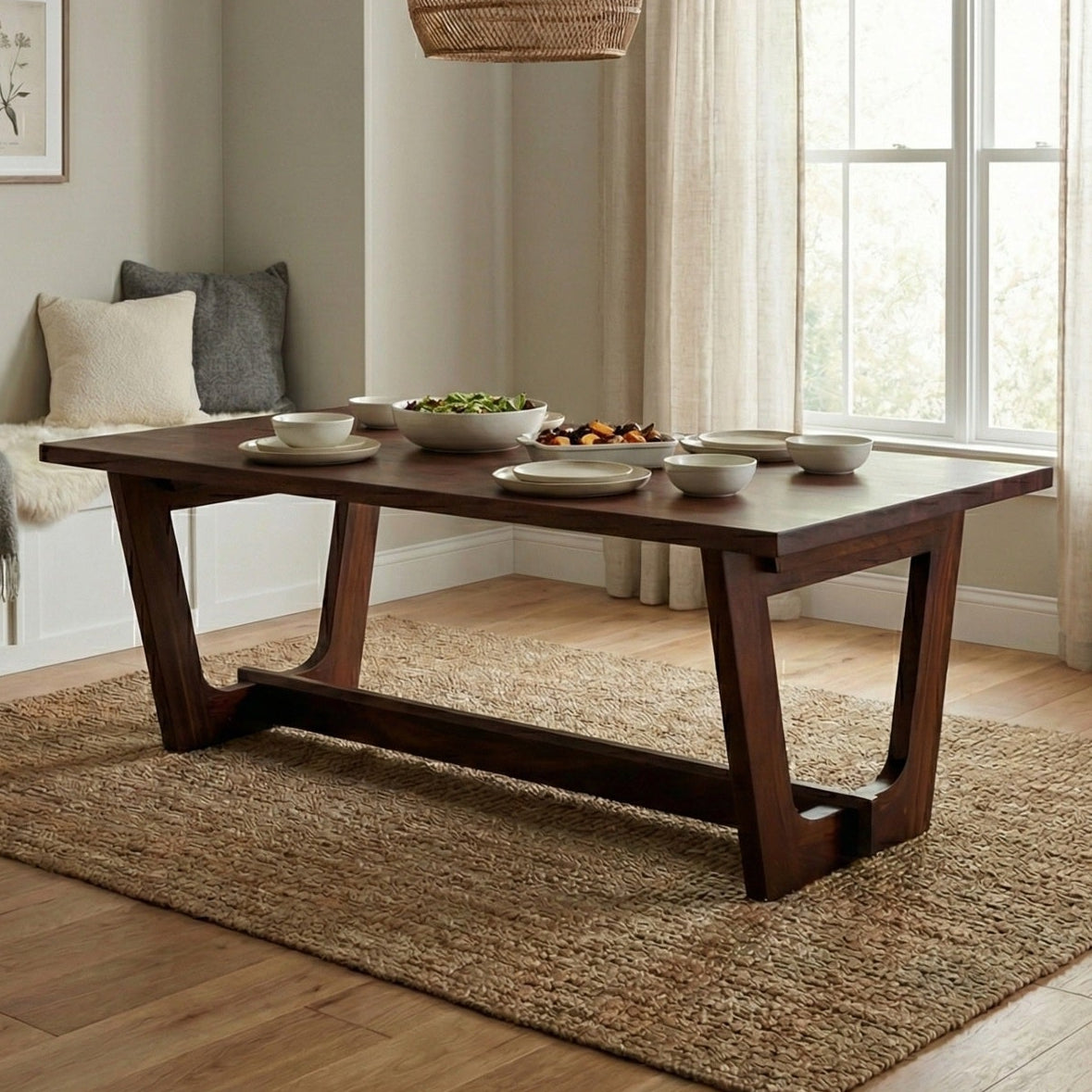 Berlin 6 Seater Dining Table | Teak Finish