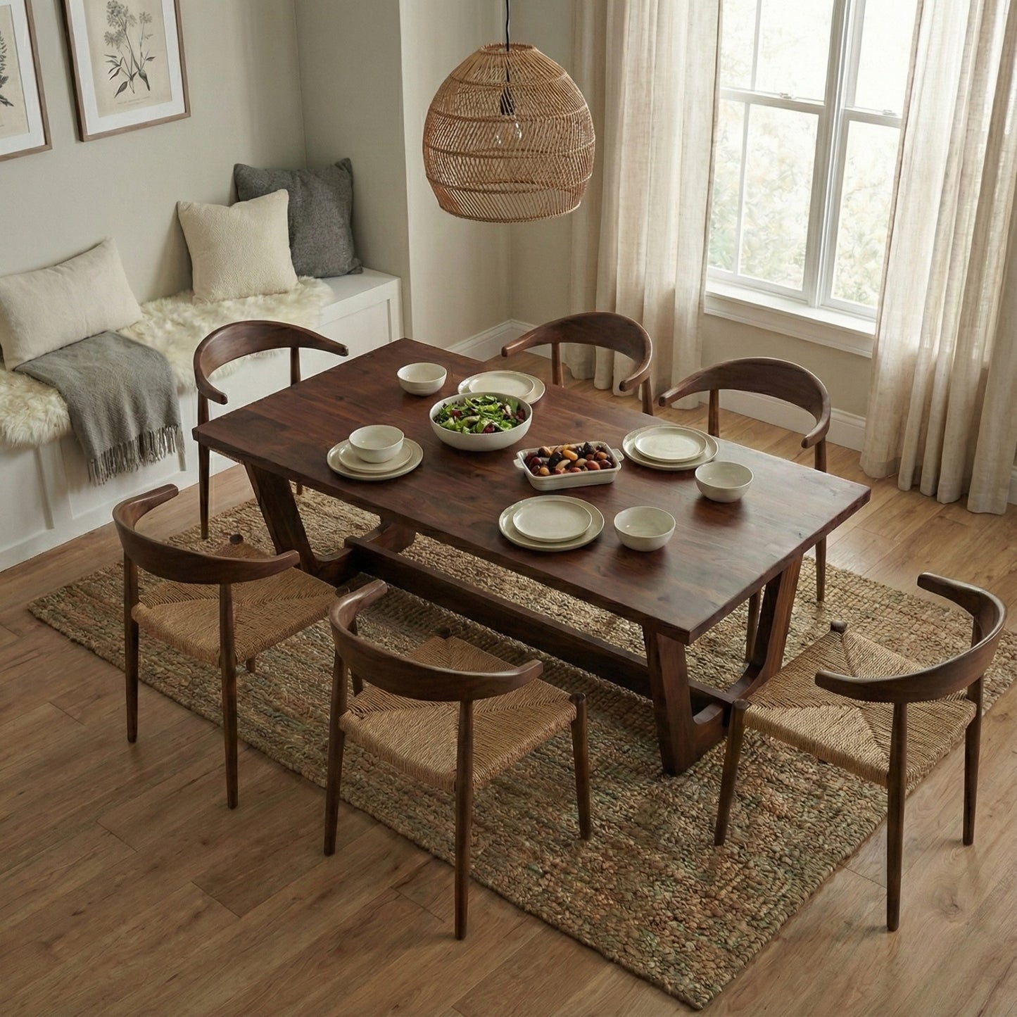 Berlin 6 Seater Dining Table | Teak Finish
