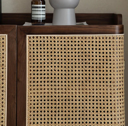Rattan Weave Shoe Rack | Sheesham Wood