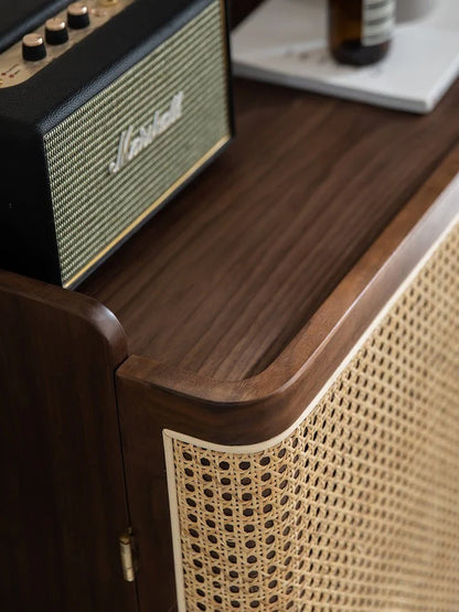 Rattan Weave Shoe Rack | Sheesham Wood