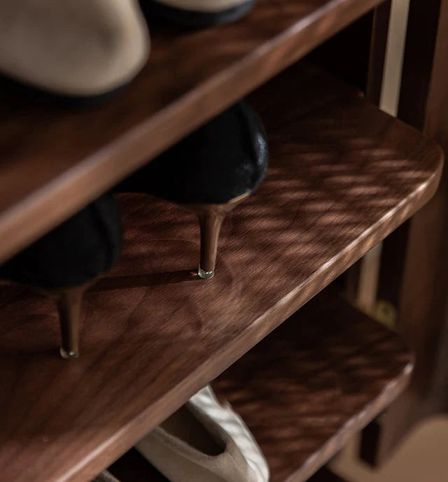 Rattan Weave Shoe Rack | Sheesham Wood