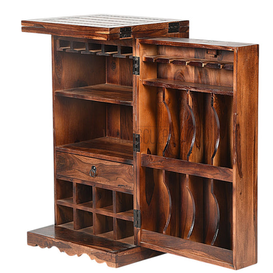 Rang Mahal Foldable Bar Cabinet Single Door | Sheesham Wood