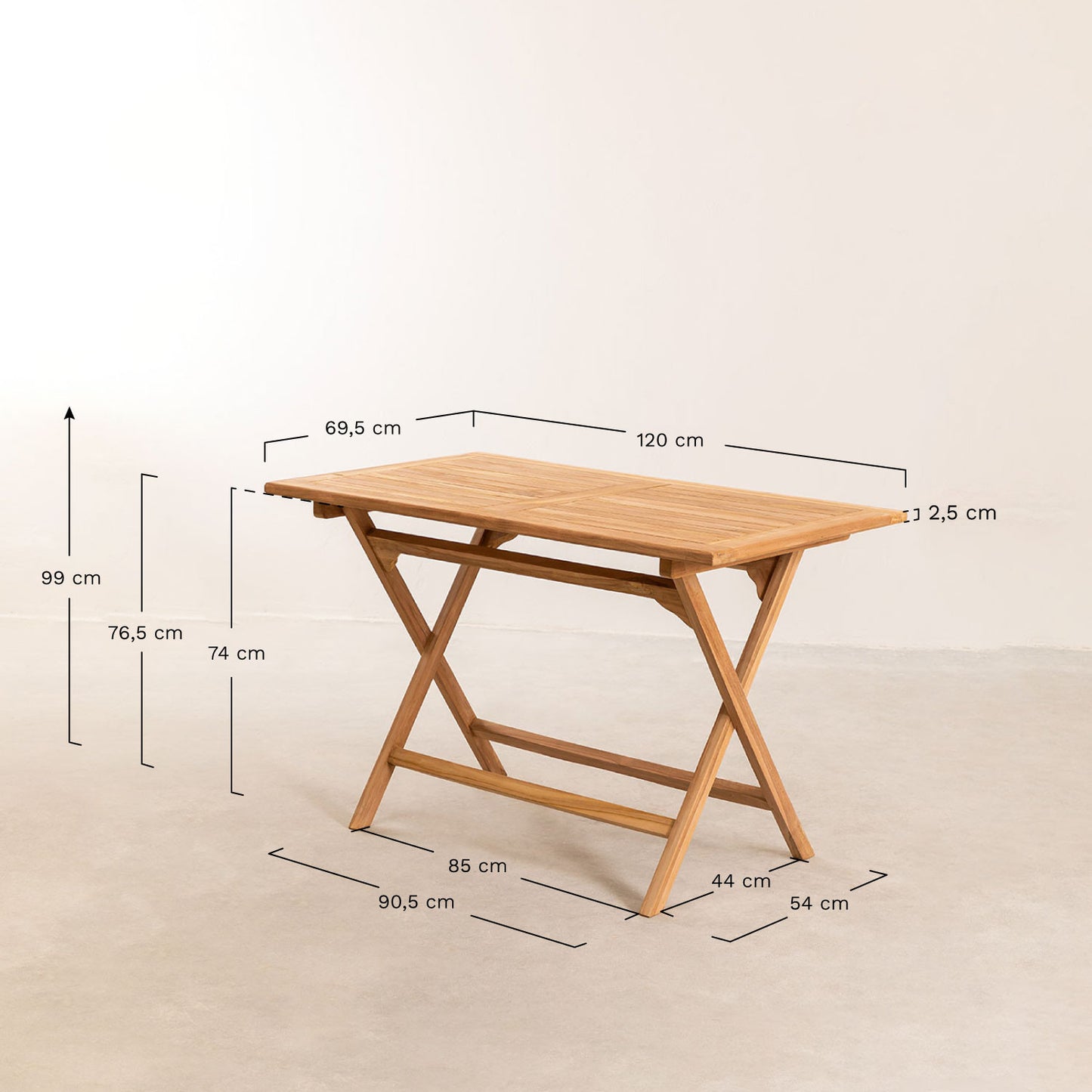Galeno 6 Seater Foldable Dining Table Wooden | Natural Finish