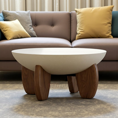 Ikai Center Coffee Table | Teak Wood | White Deco