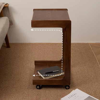 The Magna C Shape Side and End Table With Storage Drawer | Premium Acacia Wood