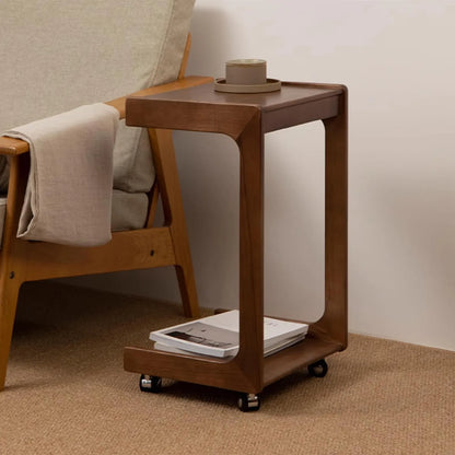 The Magna C Shape Side and End Table With Storage Drawer | Premium Acacia Wood