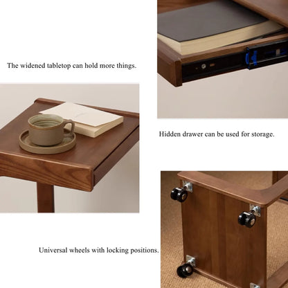 The Magna C Shape Side and End Table With Storage Drawer | Premium Acacia Wood