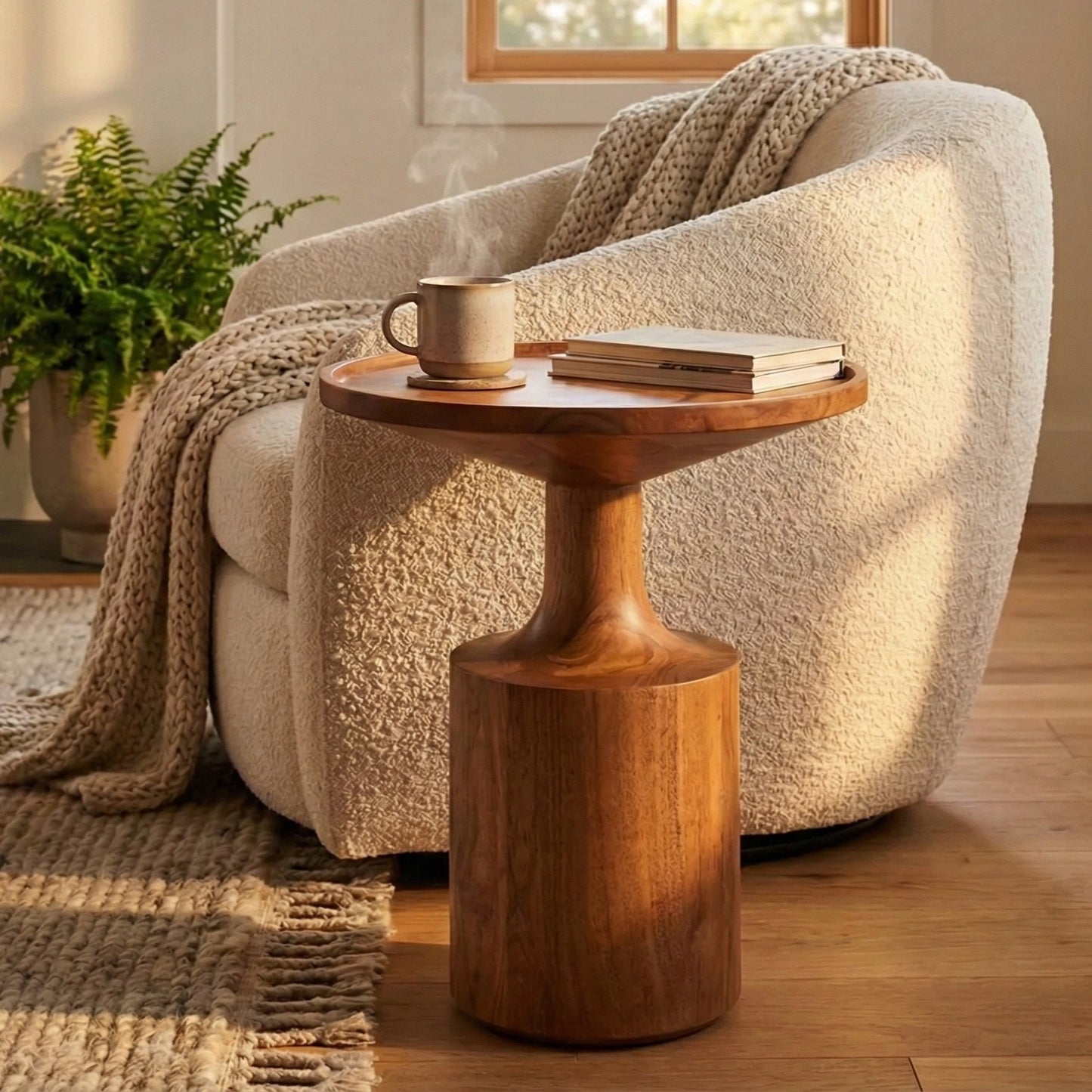 The Vrita Side Table | Acacia Wood | Natural Finish